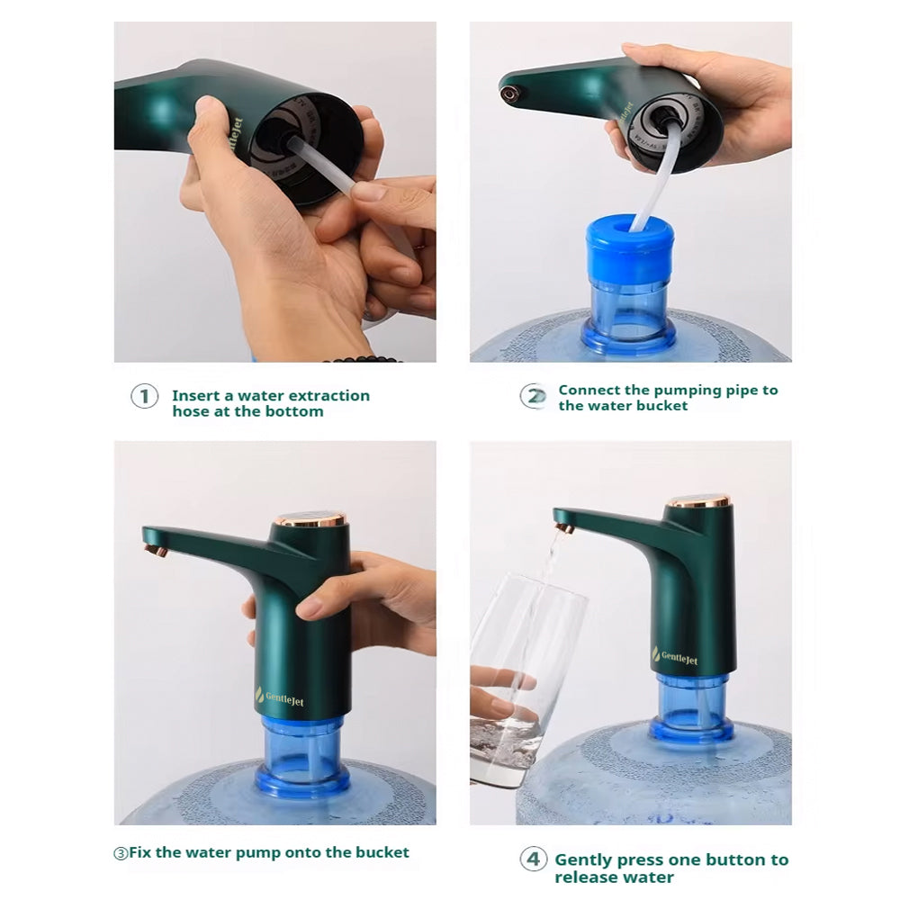 Electric Rechargeable Portable Drinking Water Dispenser Pump for 5 Gallon Bottle, Type-C USB Charging - Green