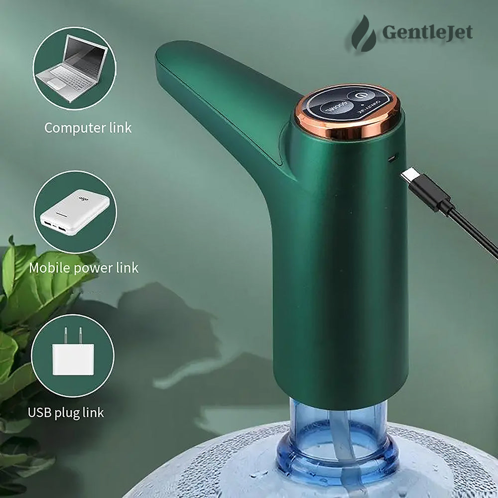 Electric Rechargeable Portable Drinking Water Dispenser Pump for 5 Gallon Bottle, Type-C USB Charging - Green