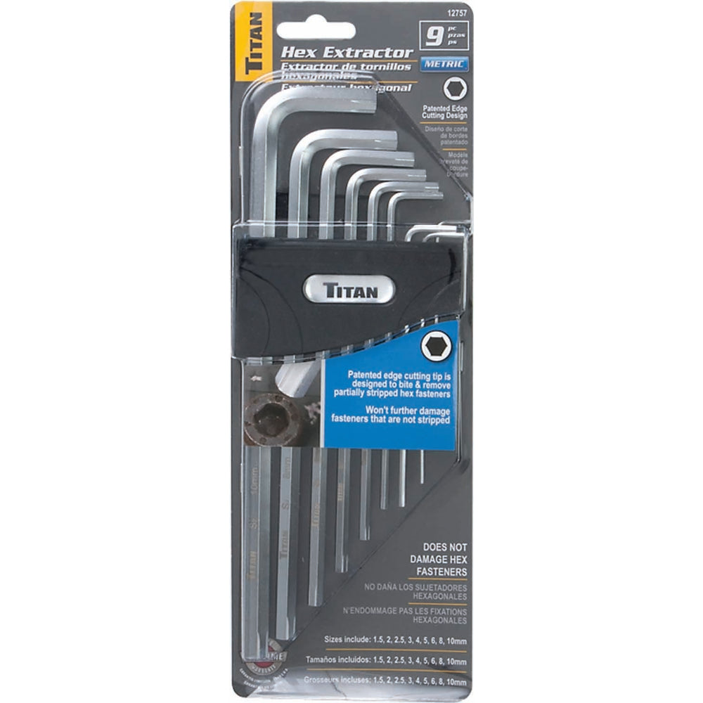 Titan Tools 12757 9PC Metric Damaged Cap Screw Extractor 1.5-10mm Image 1