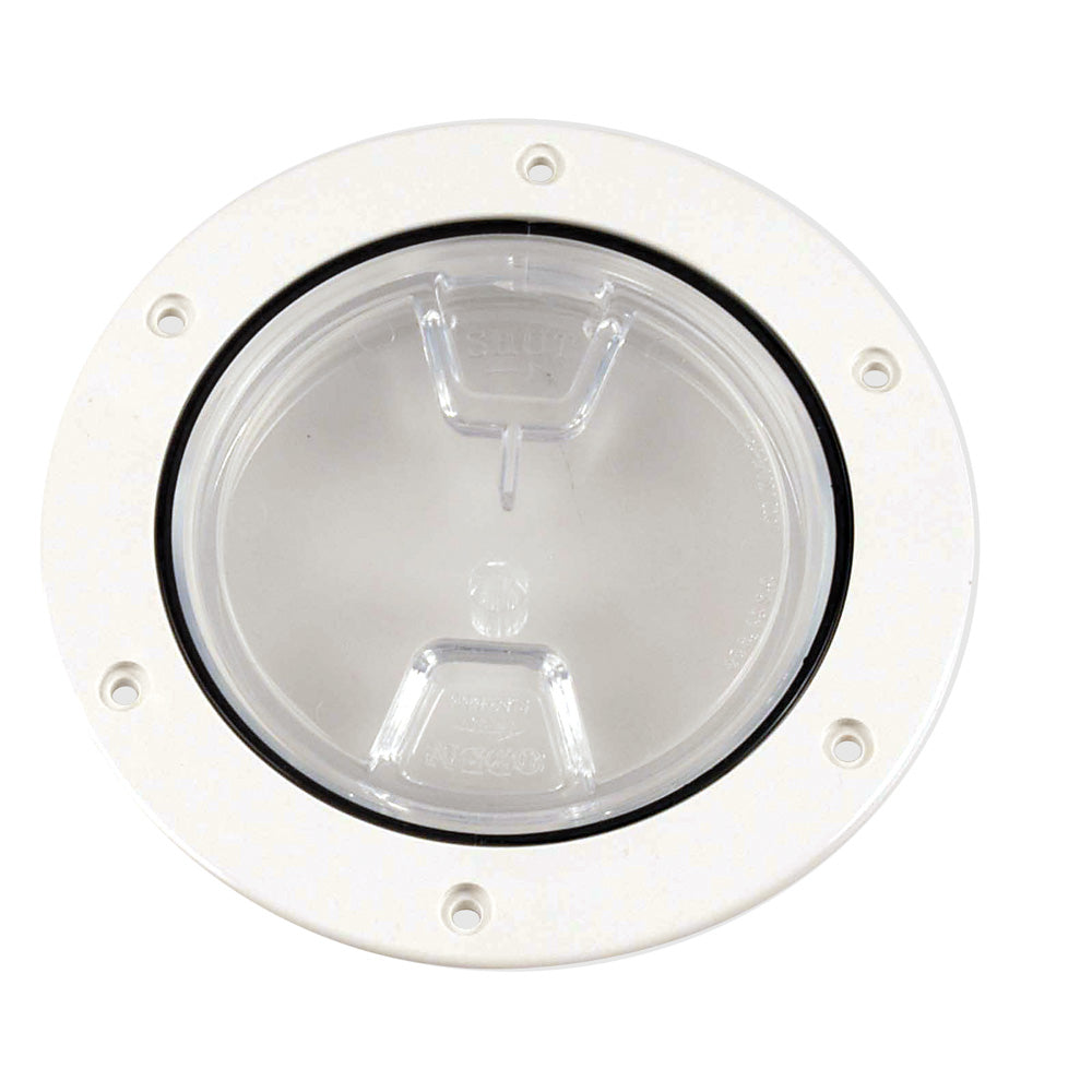Beckson Marine Dp40-W-C 4" Clear Center Screw-Out Deck Plate White Image 1