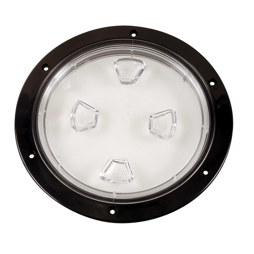 Beckson Marine Dp80-B-C 8" Clear Center Screw-Out Deck Plate Black Image 1
