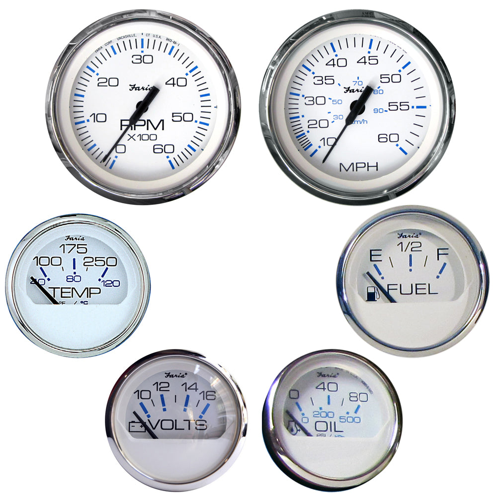 Faria Beede Instruments Ktf001 Chesapeake White Ss Boxed Set Inboard Motors Image 1