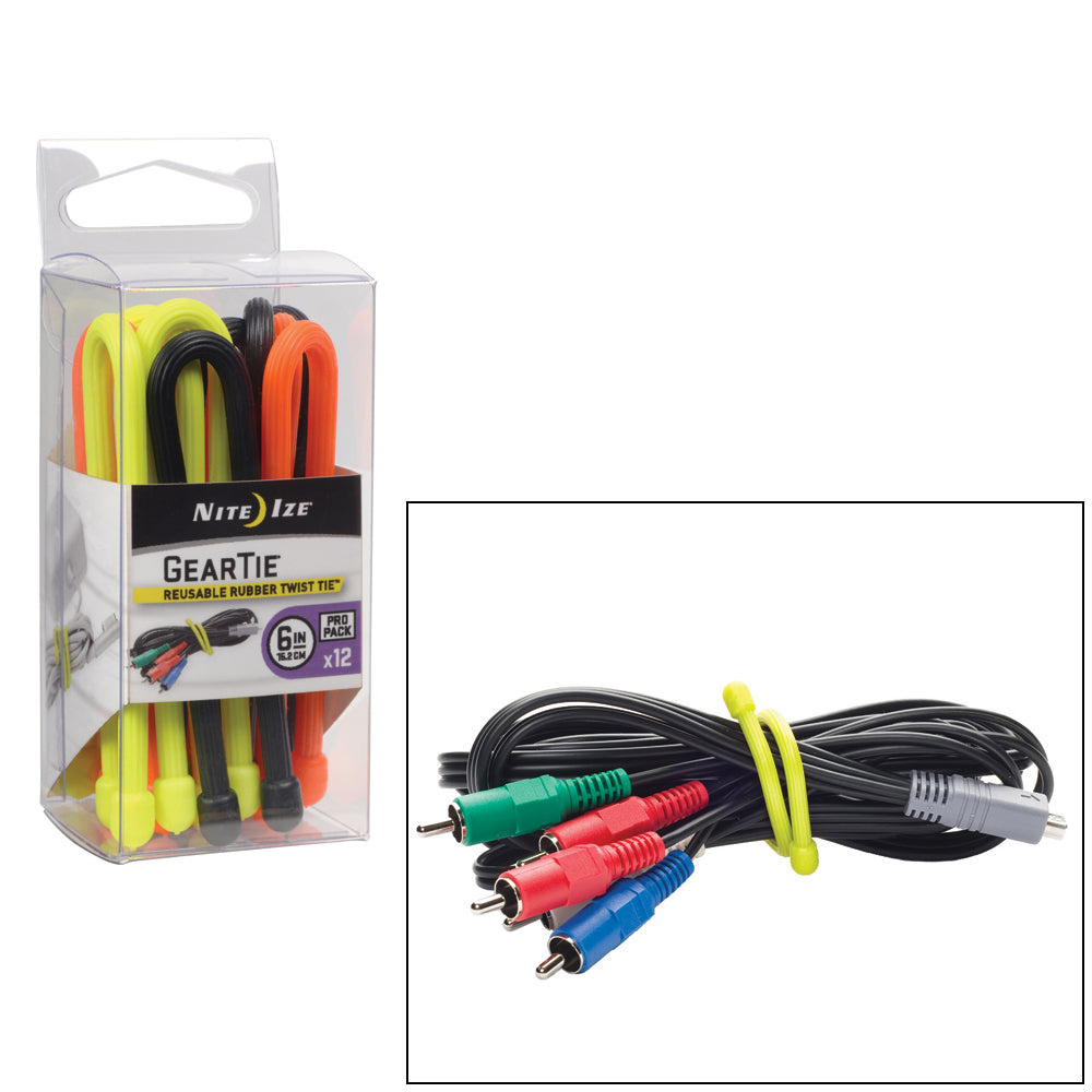 Nite Ize Gtpp6-A1-R8 Gear Tie Propack 6" Assorted Colors 12 Pack Image 1