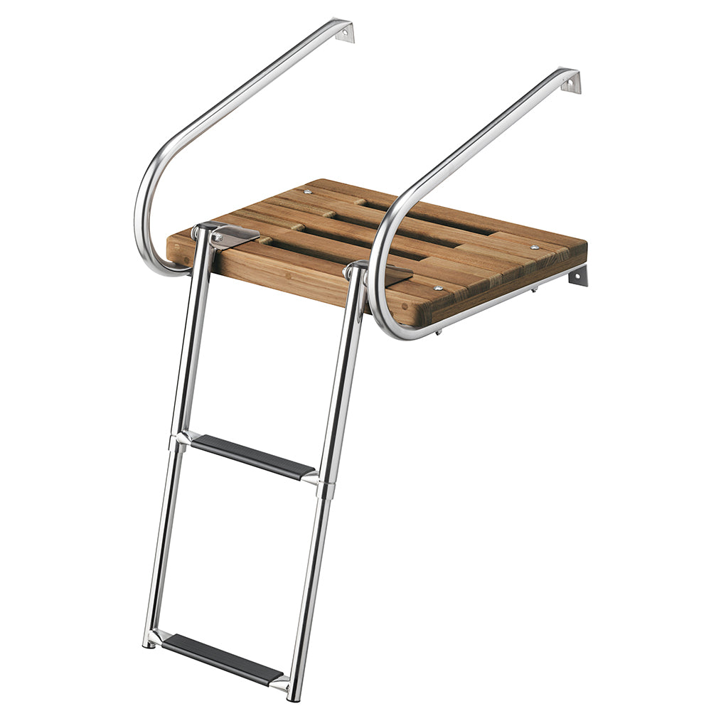 Whitecap 68904 Teak Swim Platform 2-Step Telescoping Ladder Boats Inboard/Outbo Image 1