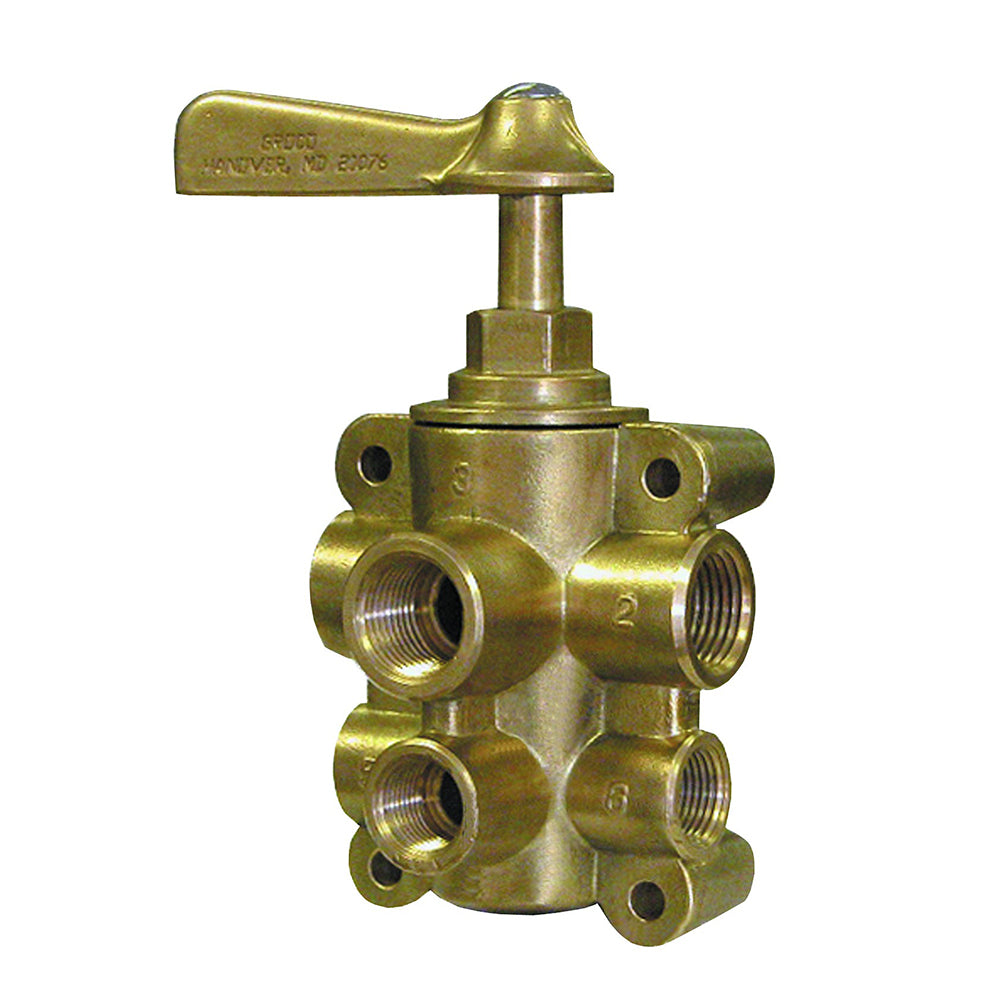 Groco Fv-65038 6-Port Npt Bronze Fuel Valve 1/2" Main 3/8" Return Image 1