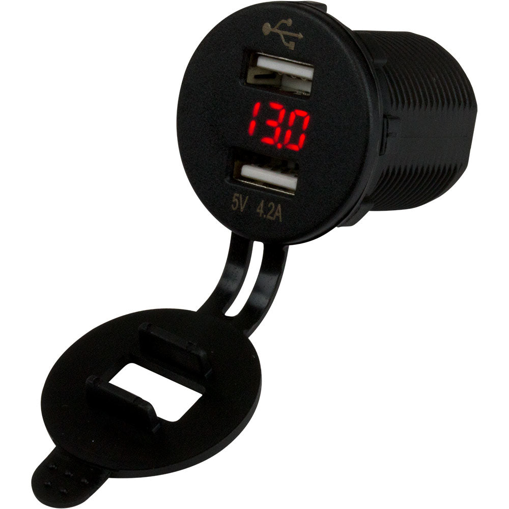 Sea-Dog 426517-1 Dual Usb Socket/Voltmeter Hidden Display Image 1