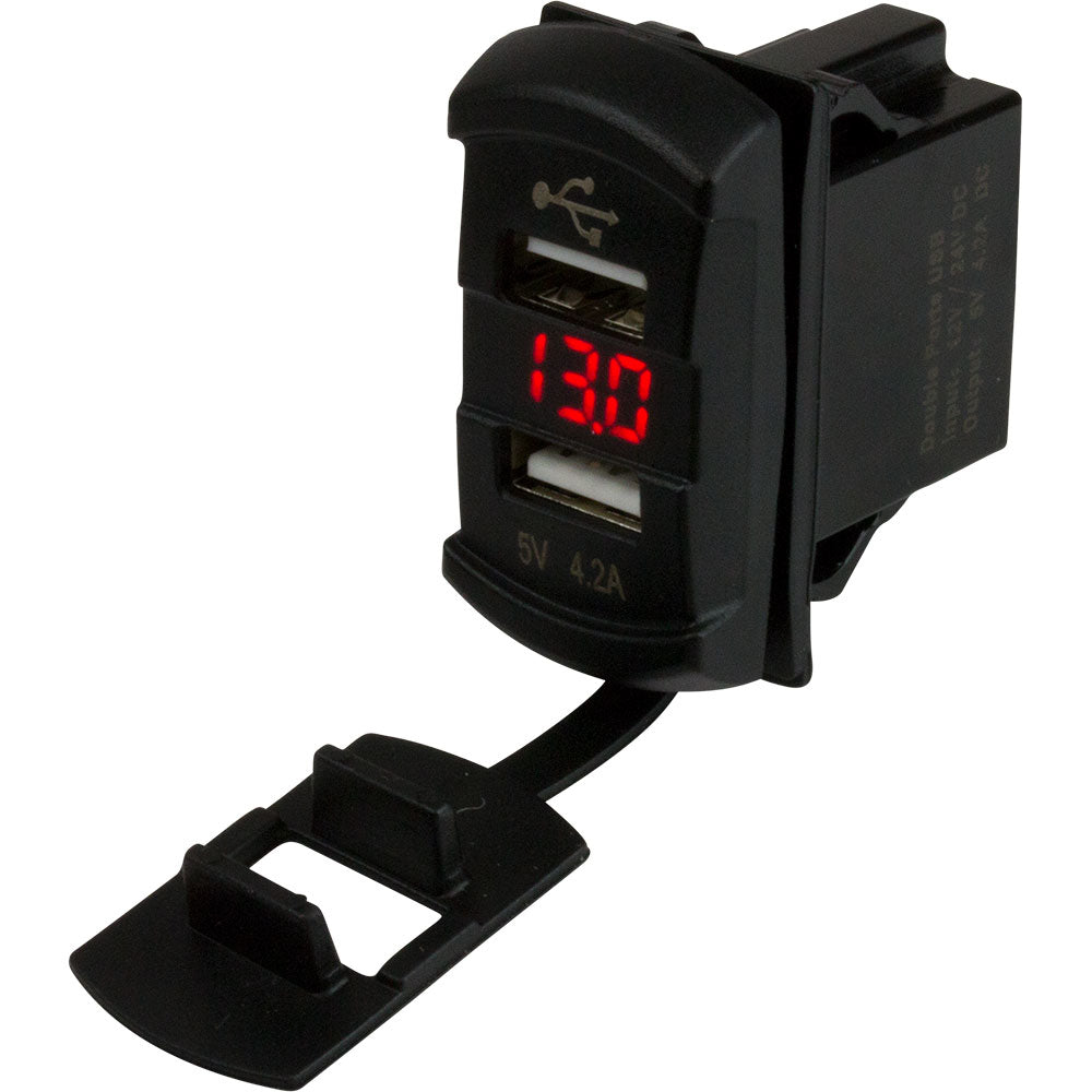 Sea-Dog 426527-1 Dual Usb Rocker Switch Style Voltmeter Hidden Display Image 1