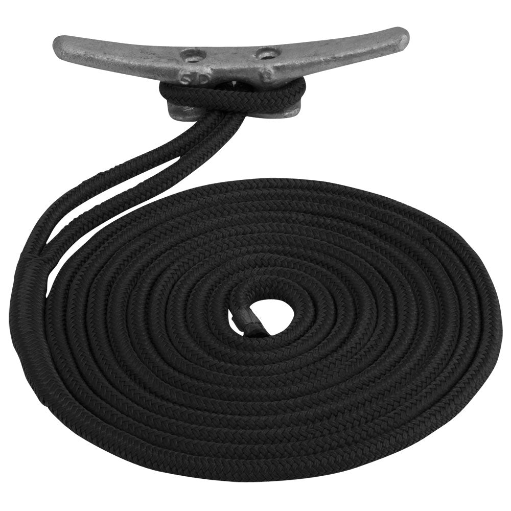 Sea-Dog 302116015Bk-1 Double Braided Nylon Dock Line 5/8" X 15' Black Image 1