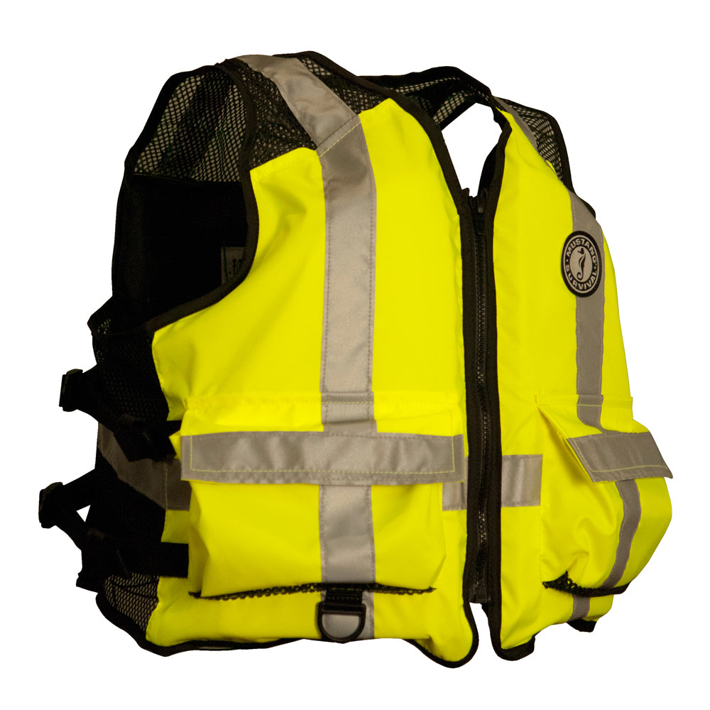 Mustang Survival Mv1254T3-S/M High Visibility Industrial Mesh Vest Sm/Med Yello Image 1
