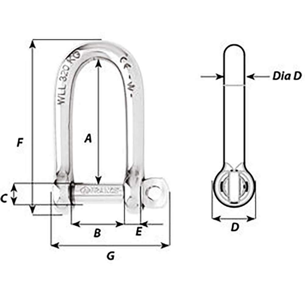 Wichard Marine 01212 Wicahrd Self-Locking Long D Shackle Diameter 5Mm 3/16""