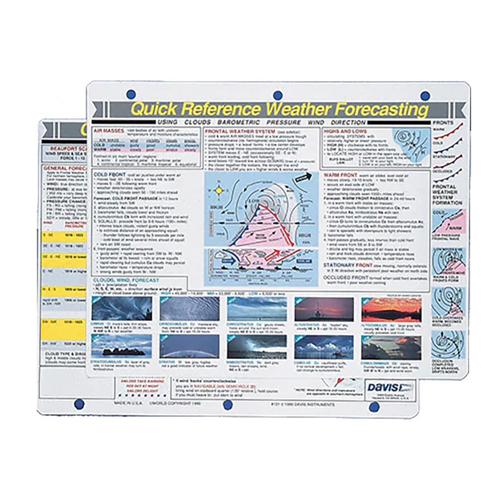 Davis Instruments 131 Quick Reference Weather Forecasting Card Image 1
