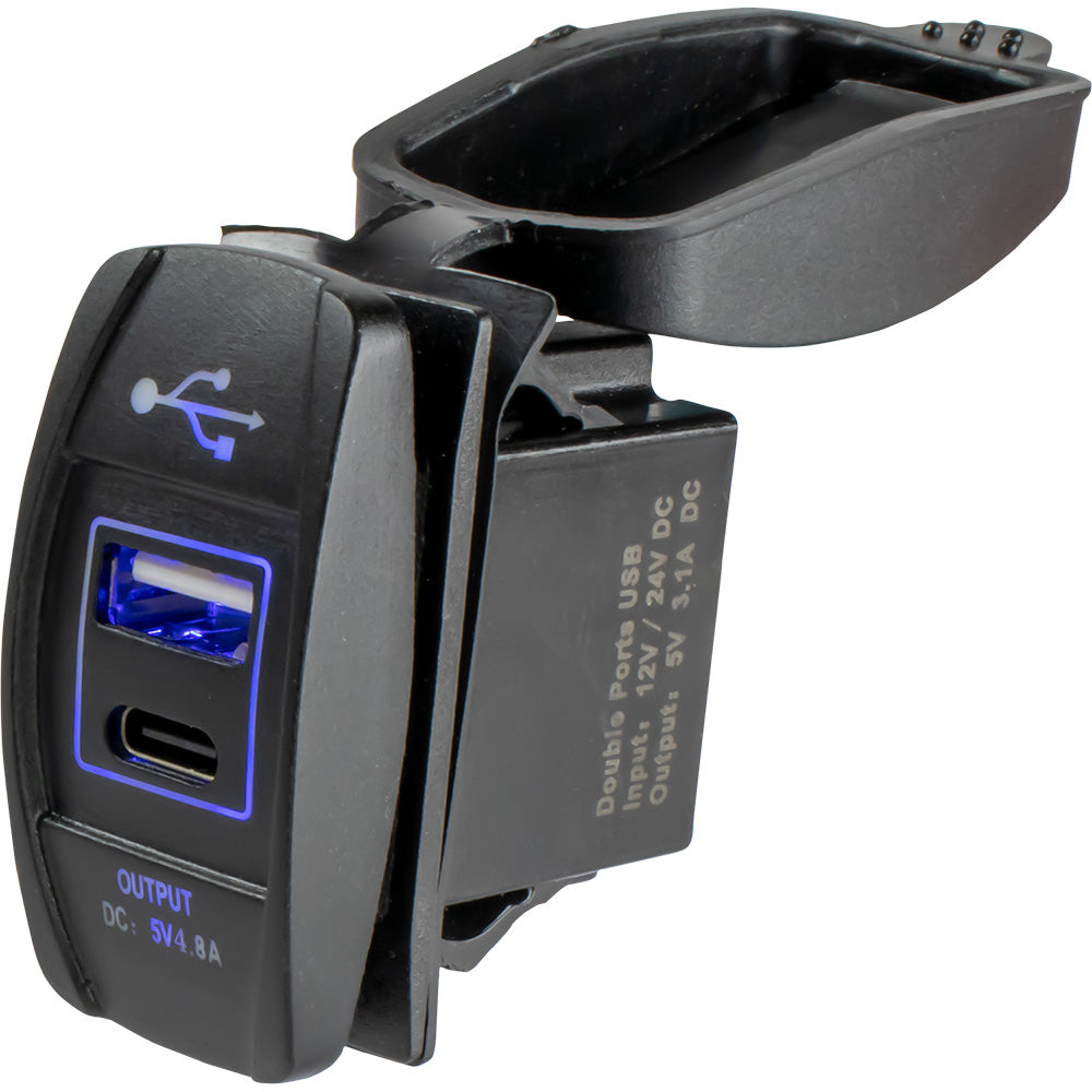Sea-Dog 426521-1 Usb And Usb-C Rocker Switch Style Power Socket Image 1