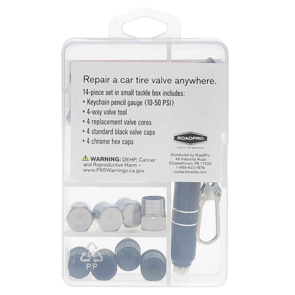 RoadPro 23TR001 4-Way Tire Valve Tool Stem Core Replacement Kit
