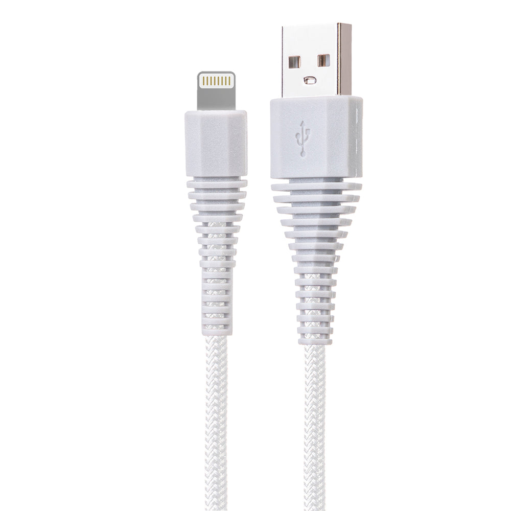Zeikos BLT05 6Ft MFi Lightning Cable - White, Braided, Added Strain Relief Image 1
