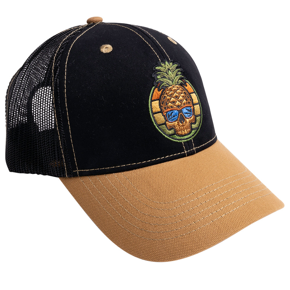 EICAPSKUL Pineapple Skull Cap - Black Cotton Mesh Snap Back Image 1