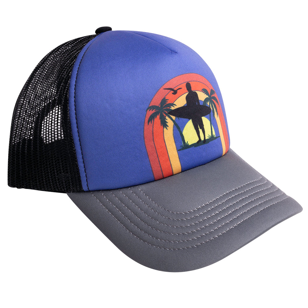 EICAPSURFE Sunset Surfer Cap - Purple Cotton Mesh Back Snap Adjust Image 1
