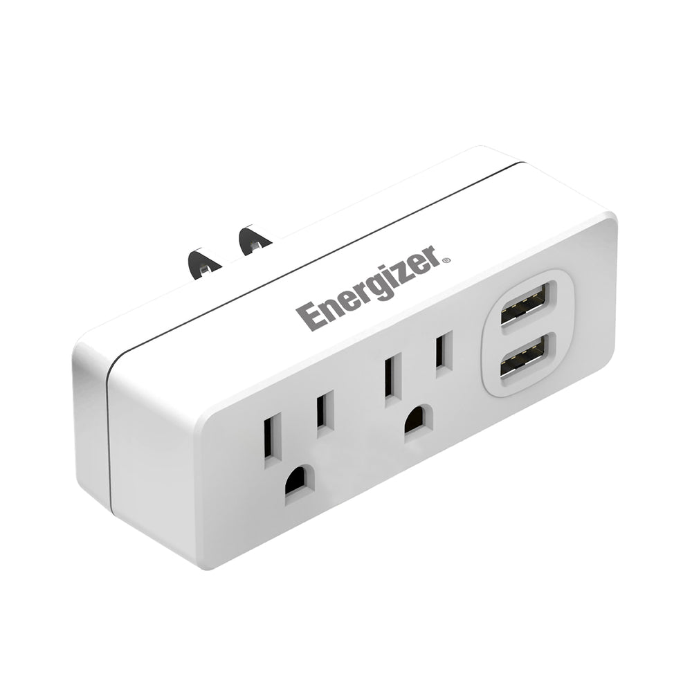 Energizer ENGTAP06 Slim 2 Outlet Wall Tap Usb Ports Image 1