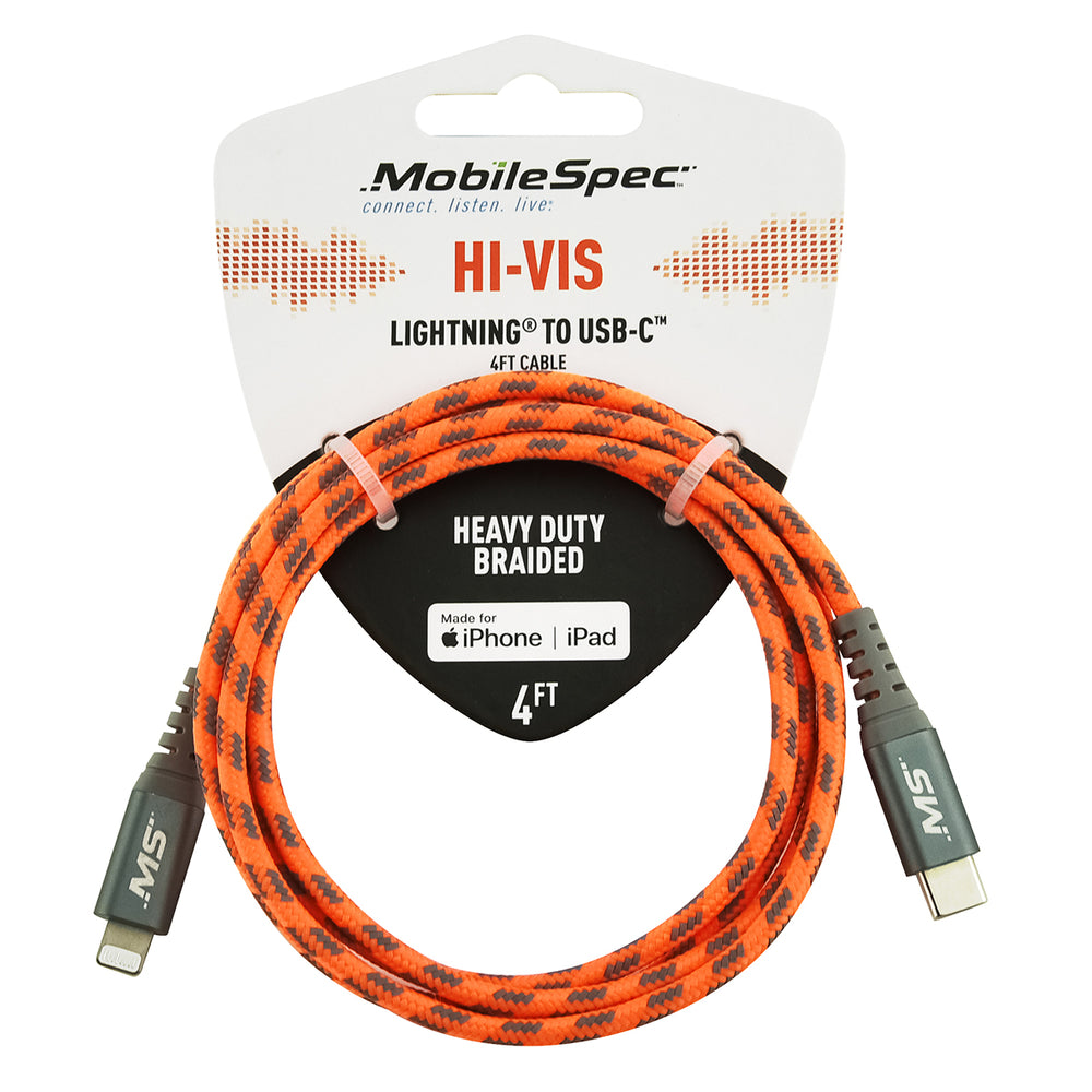 MobileSpec MBSHV0425 Hivis 4Ft Lightning To Usb-C Cab
