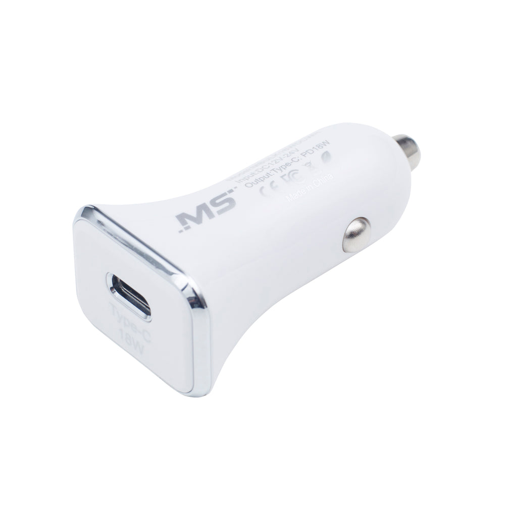 MobileSpec MBULK18WDCWH Mbs 18W Type C Car Charger Wh