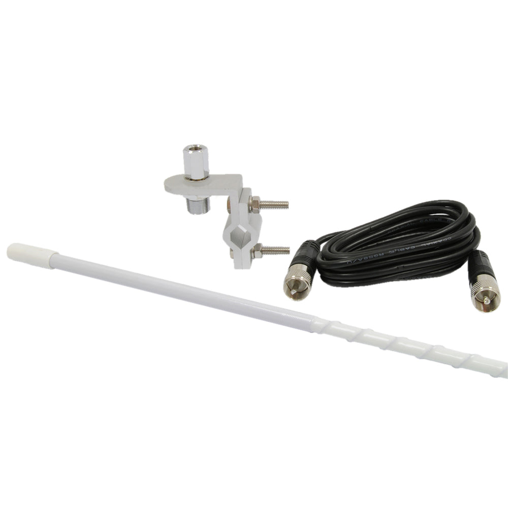 RoadPro RP-83W 3Ft Cb Antenna Kit 9Ft Cable White Image 1