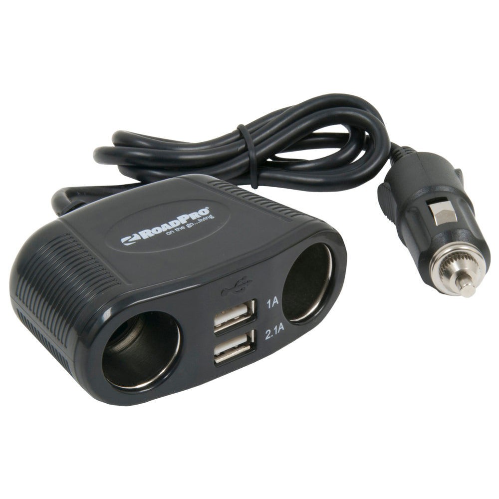 RoadPro RP431USB 4-Way 12-Volt Adapter 2 Usb Ports Cigarette Lighter Rp431U Image 1