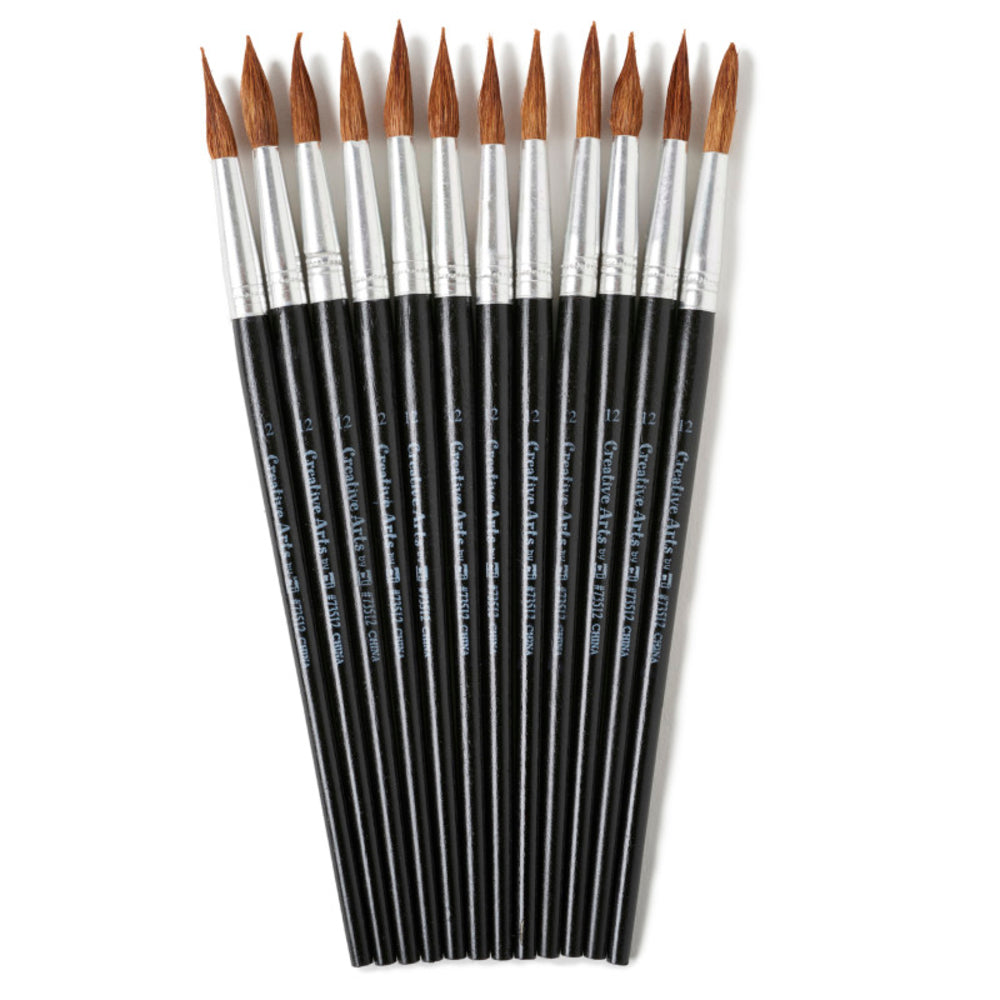 Charles Leonard CHL73512 Watercolor Paint Brushes Round Pointed Tip 12 1.06" Camel Hair Image 1