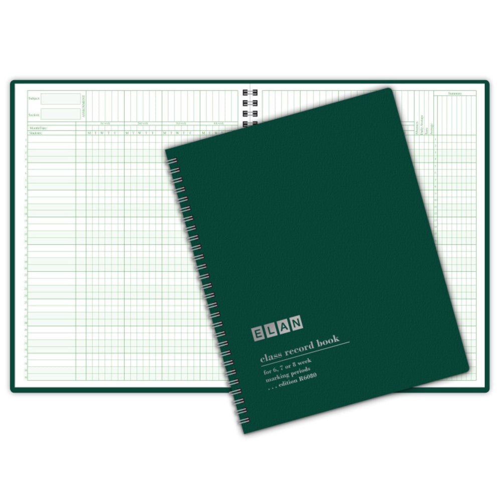 Elan ELNR6080 Class Record Book Grades - 36 Student Names, Large Blocks Image 1