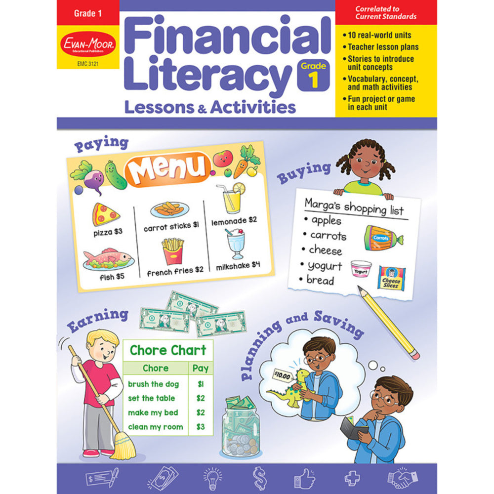 Evan-Moor EMC3121 Grade 1 Financial Literacy Lessons & Activities Image 1