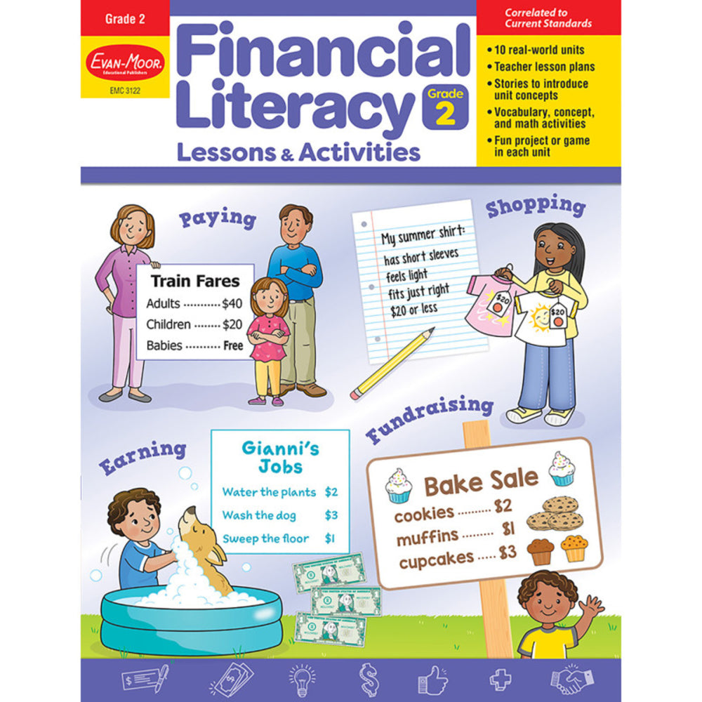 Evan-Moor EMC3122 Financial Literacy Grade 2 Activities & Lessons Image 1