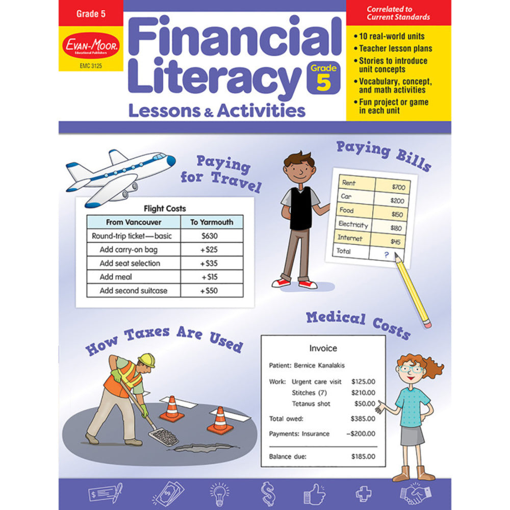 Evan-Moor EMC3125 Financial Literacy Grade 5 Lessons & Activities Image 1