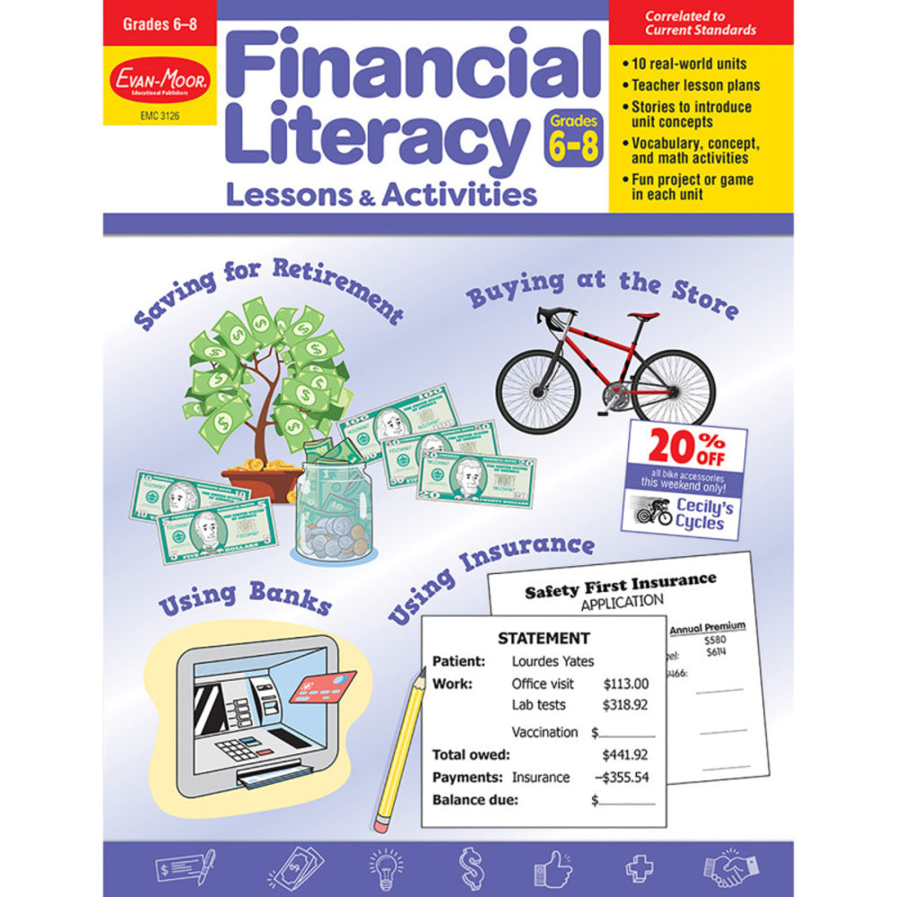 Evan-Moor EMC3126 Financial Literacy Grade 6 Lessons & Activities Image 1