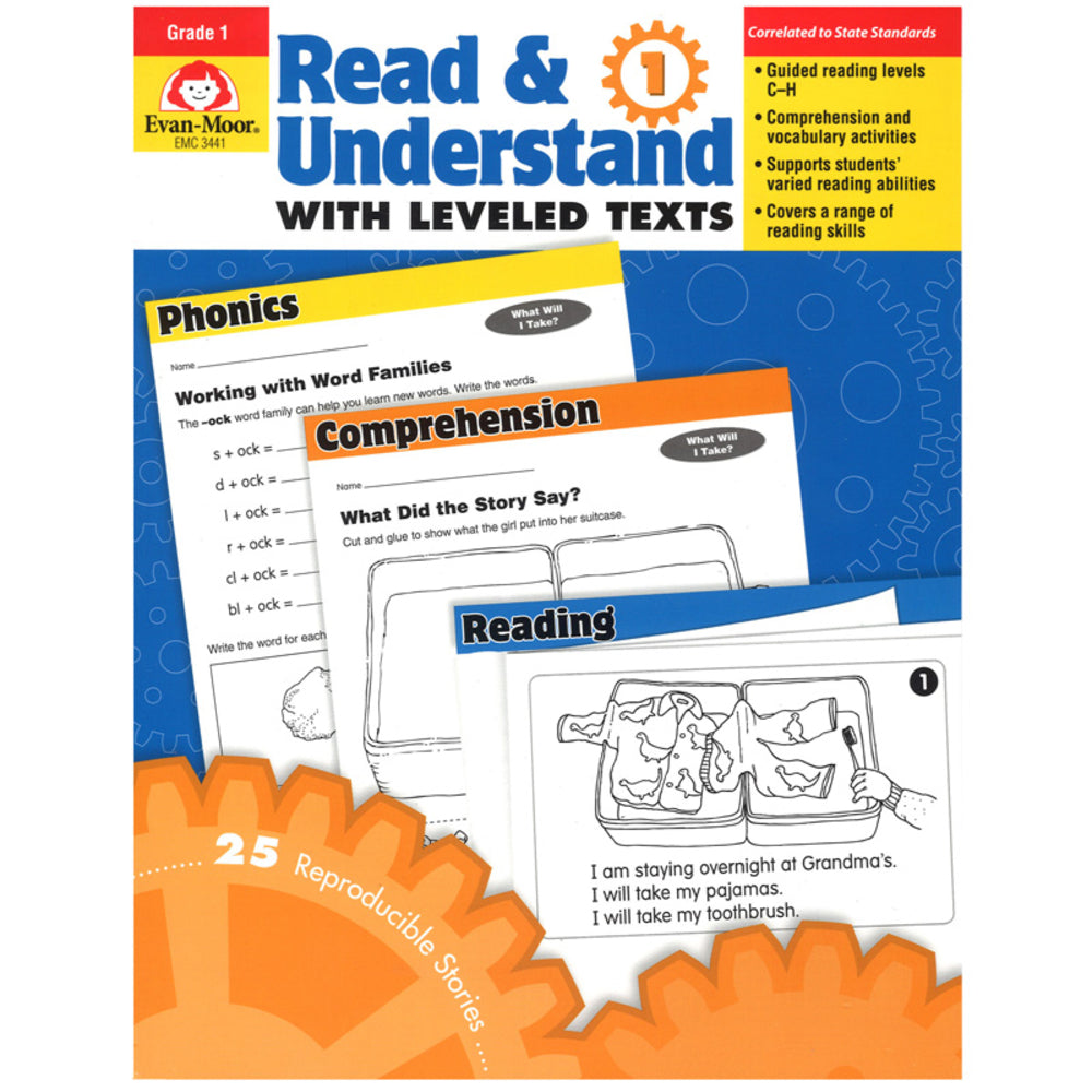Evan-Moor EMC3441 Read and Understand Leveled Texts Book Grade 1 Image 1