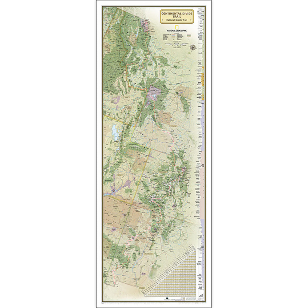 National Geographic Maps NGMRE01021203 Continental Divide Trail Map Laminated with Elevation Profile Image 1