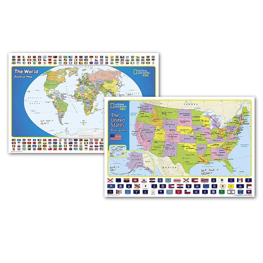 National Geographic Maps NGMRE01021233B World and United States Wall Maps for Kids Image 1