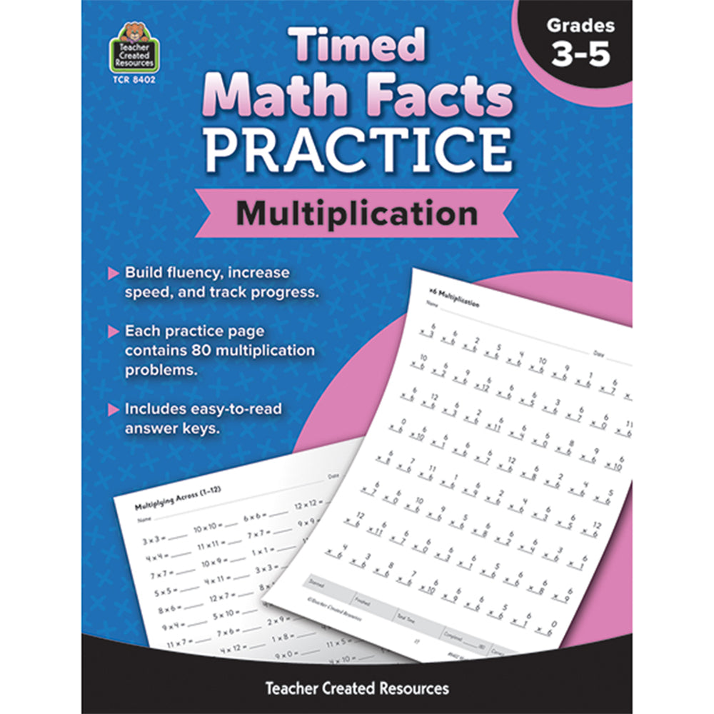 Teacher Created Resources TCR8402 Multiplication Timed Math Facts Practice Image 1