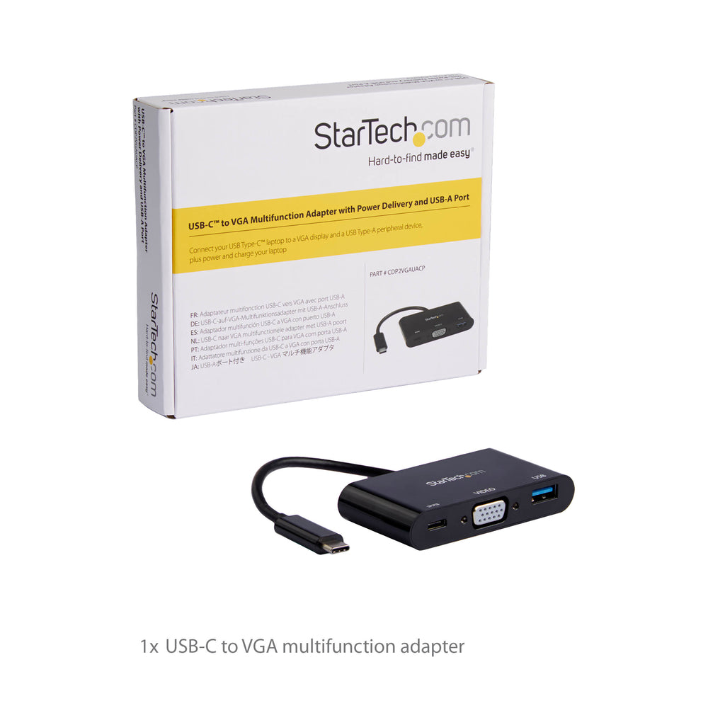 STARTECH.COM CDP2VGAUACP USB C VGA MULTIPORT ADAPTER 3.0 PORT 60W PD CONNECT