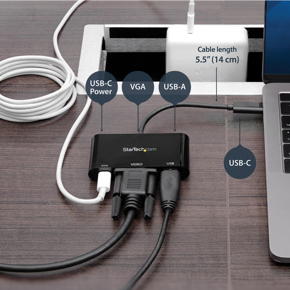 STARTECH.COM CDP2VGAUACP USB C VGA MULTIPORT ADAPTER 3.0 PORT 60W PD CONNECT