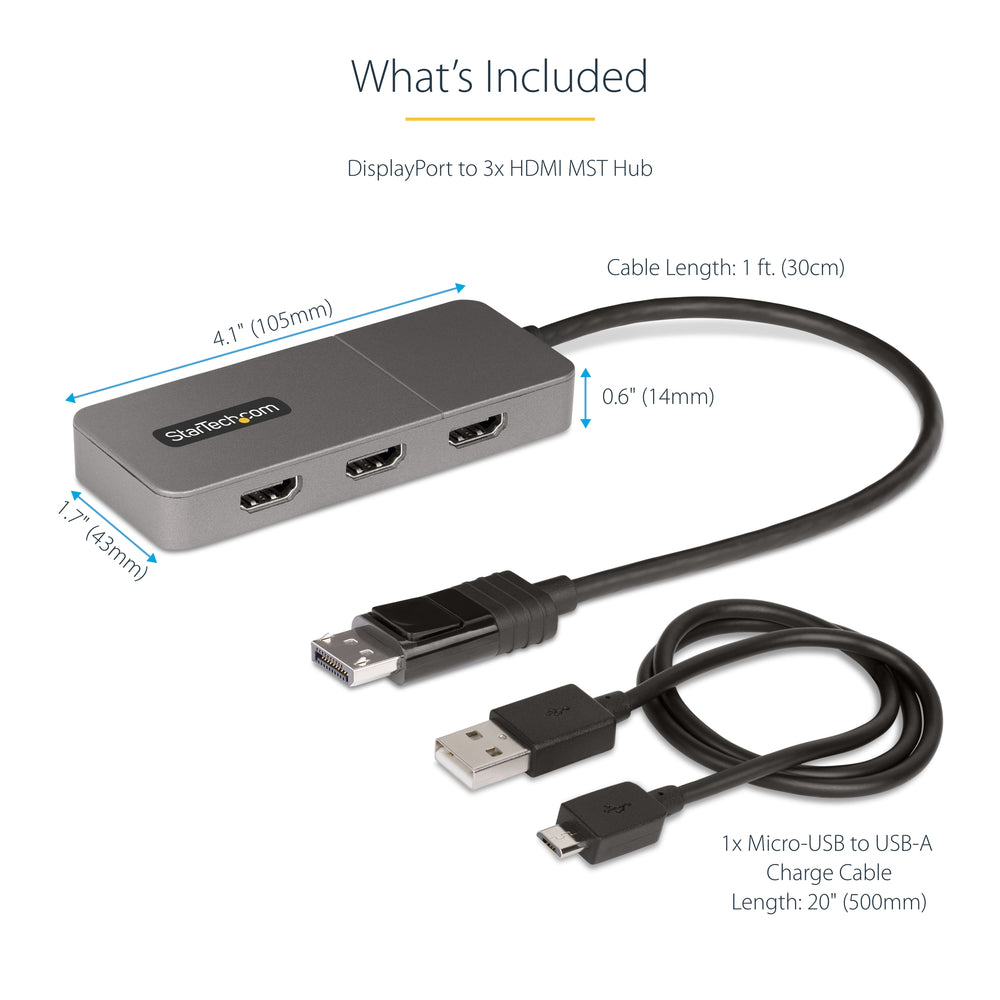 STARTECH.COM MST14DP123HD 3-Port Mst Hub Displayport To 3X Hdmi Triple 4K 60Hz