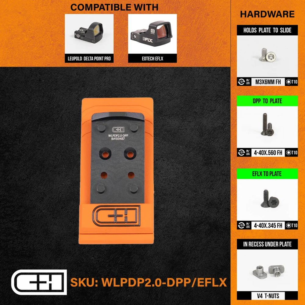 C&H Precision WLPDP2.0-DPP/EFLX Optics Adapter Plate for Walther Defense PDP 2.0 Image 1