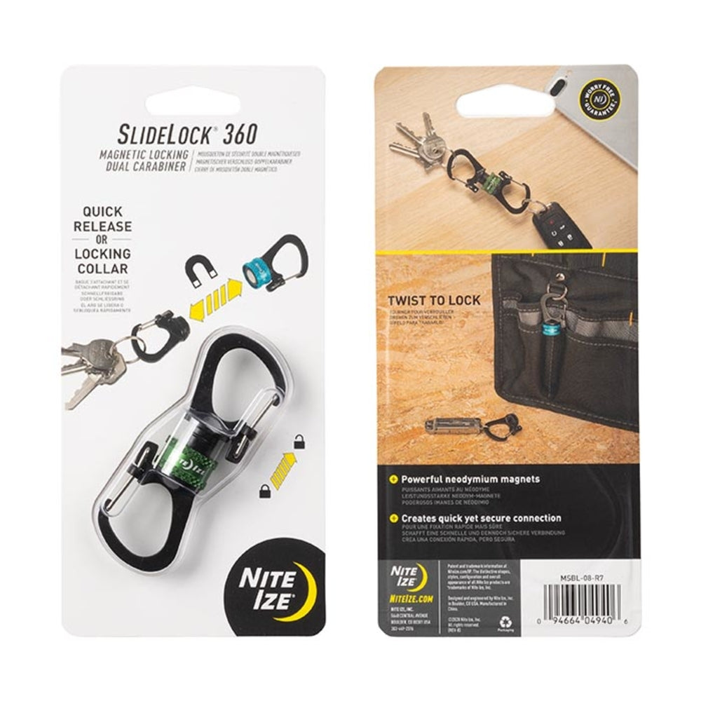 Nite-Ize MSBL-08-R7 Slidelock 360 Magnetic Locking Dual Carabiner Olive Image 1
