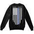 Thin Blue Line TBL-CREW-BLACK-L Crew Neck Sweatshirt - Black Large Honor and Respect Flag Design Image 1