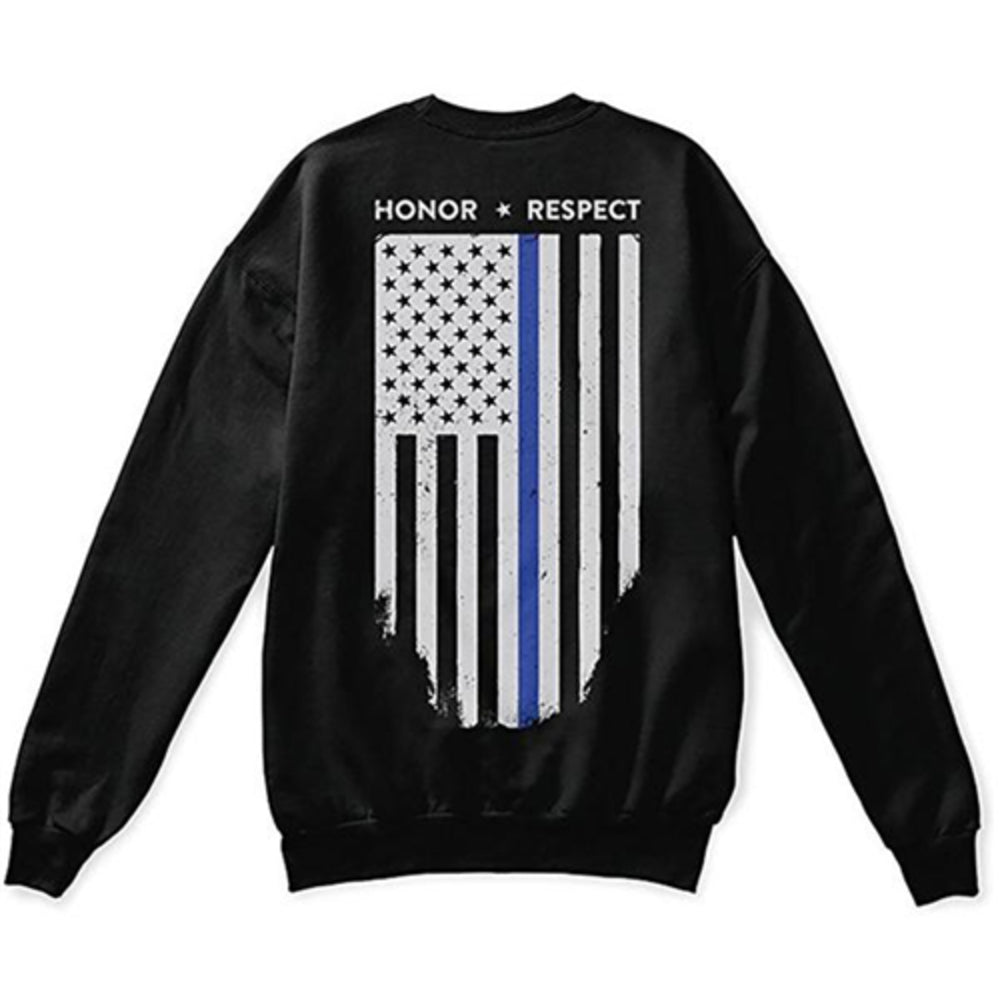 Thin Blue Line TBL-CREW-BLACK-S Crew Neck Sweatshirt - Black - Small Image 1