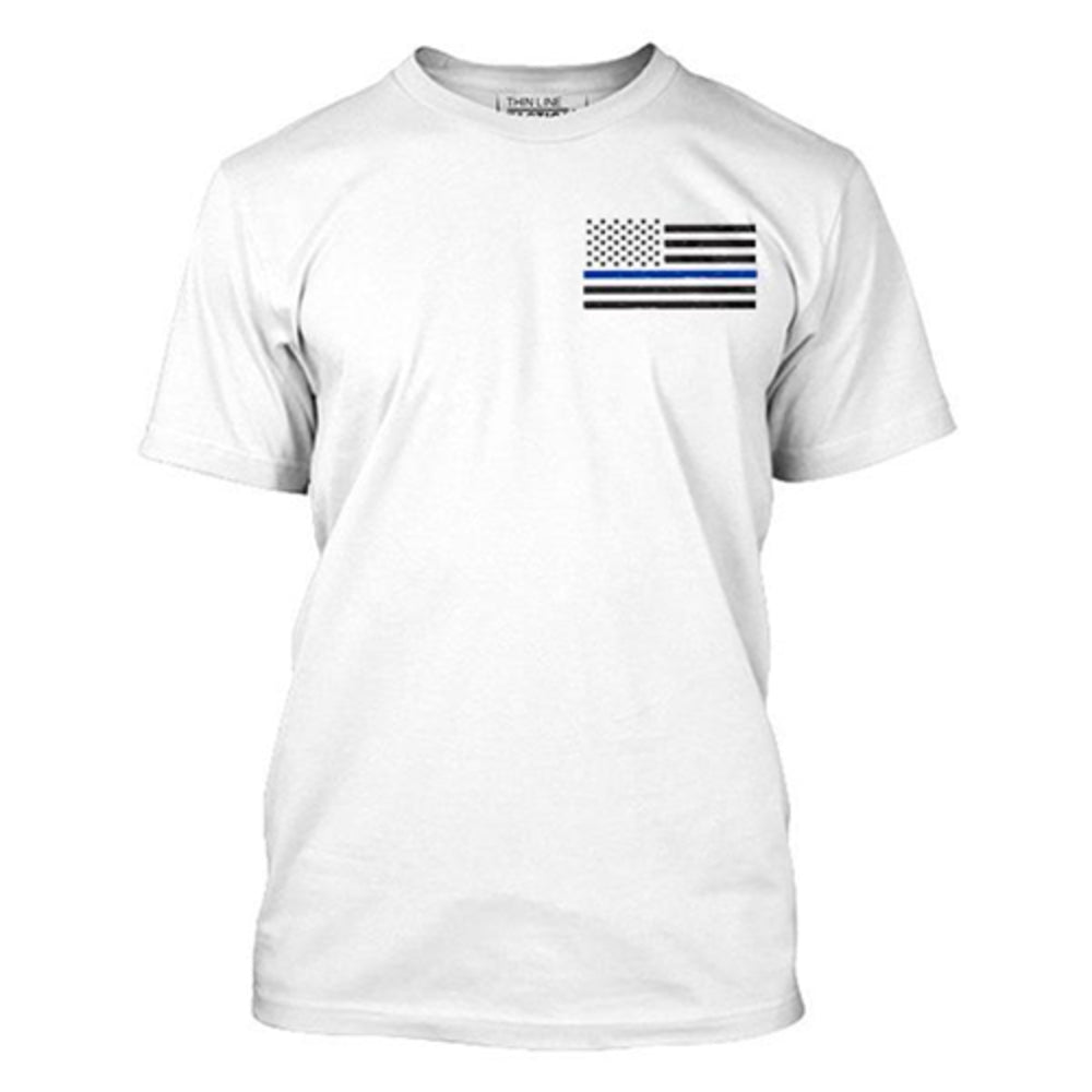 Thin Blue Line MEN-TBL-SMALL-LOGO-WHITE-MEDIUM Men's T-Shirt Flag Image 1