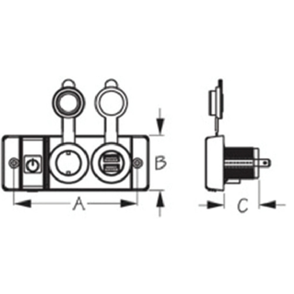 Sea-Dog 426506-1 Double Usb And Power Socket Panel Breaker Switch