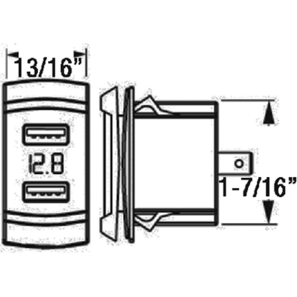 Sea-Dog 426527-1 Dual Usb Rocker Switch Style Voltmeter Hidden Display