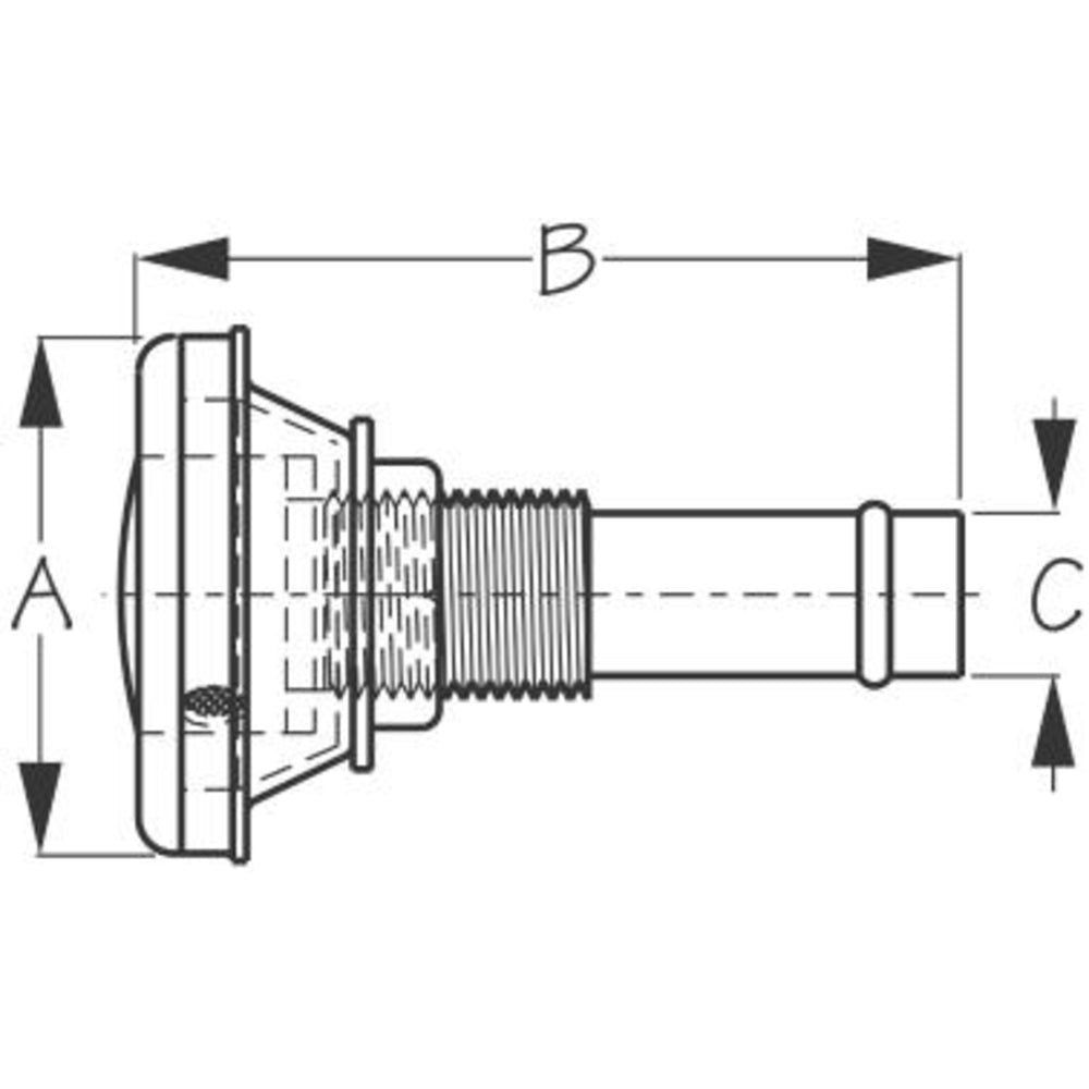 Sea-Dog 353210-1 Stainless Steel Flush Mount Gas Tank Vent 5/8" Hose Straight