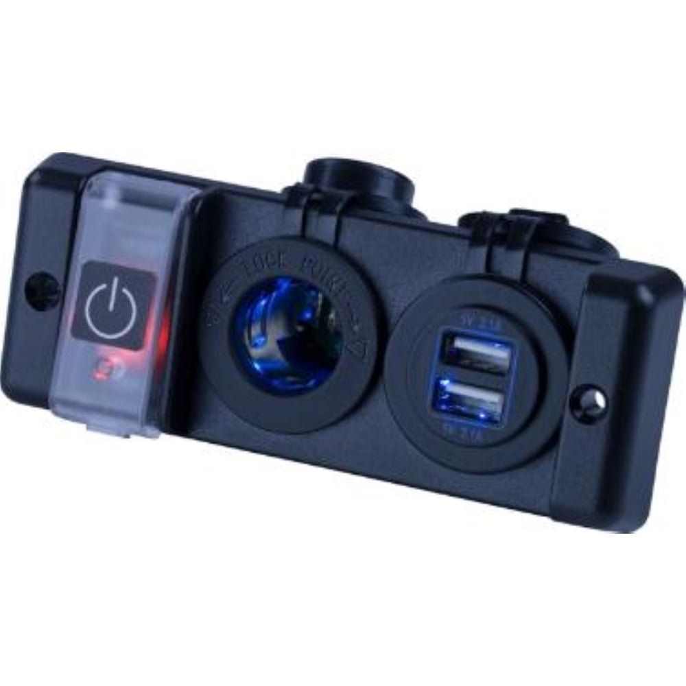 Sea-Dog 426506-1 Double Usb And Power Socket Panel Breaker Switch