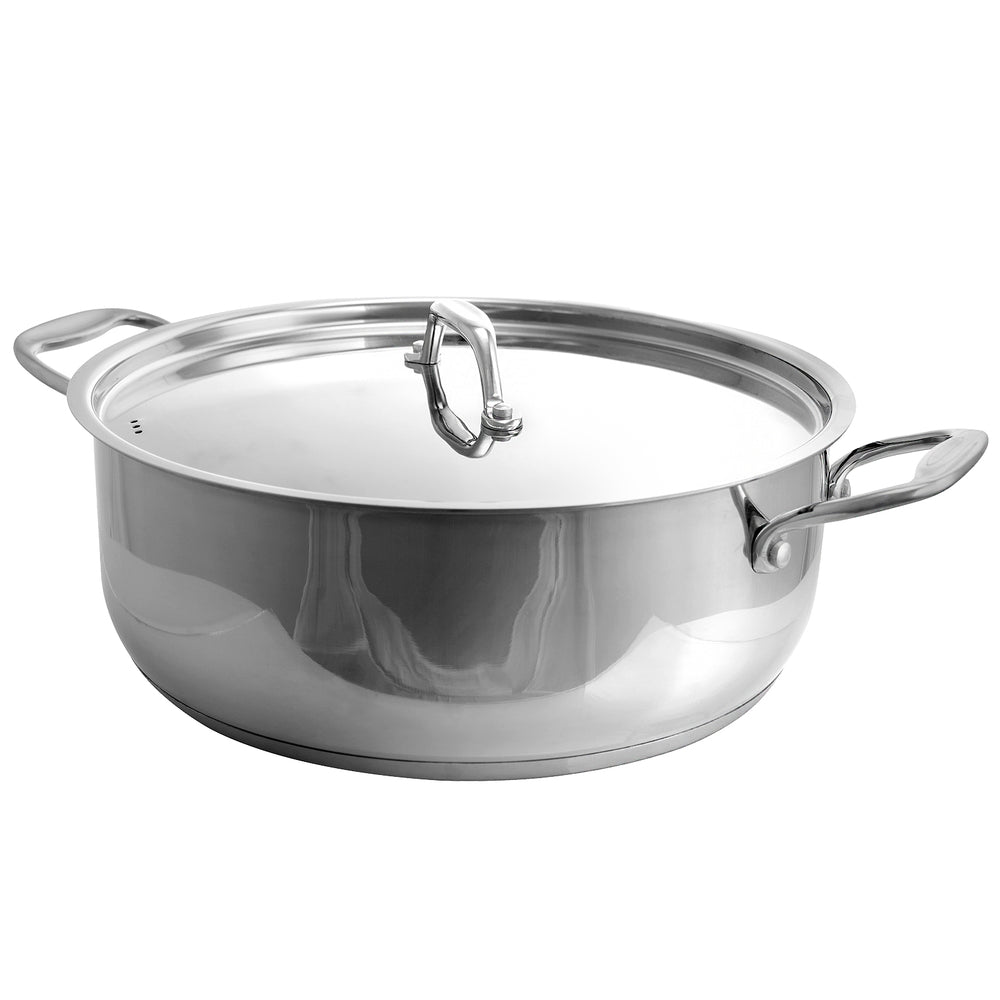 Better Chef BC801 8 Qt. Stainless Steel Low Pot with Aluminum Encapsulated Bottom Image 1