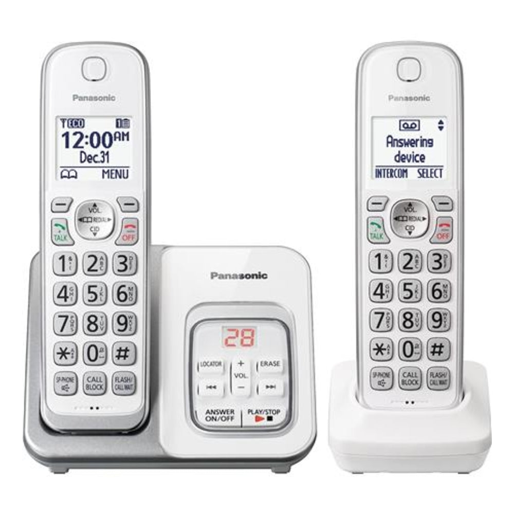 Panasonic KX-TGD632W 2HS Cordless Telephone with Digital Answering Machine in White Image 1