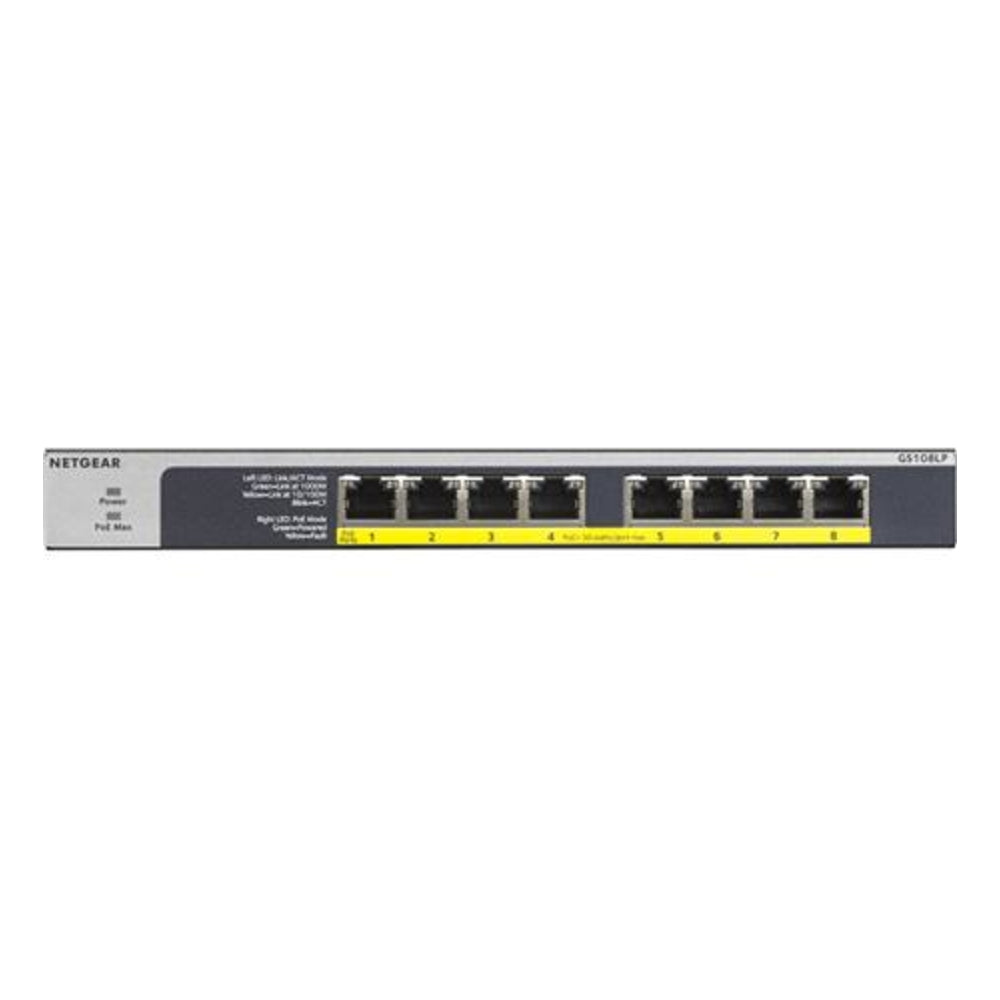NETGEAR GS108LP-100NAS 8-PORT GIGABIT ETHERNET POE+ UNMANAGED SWITCH 60W POE Image 1